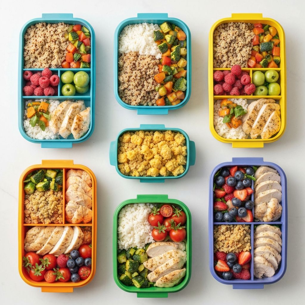 Meal prep organization with lunch boxes